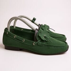 Sam & Libby Preppy Green Suede Casual Moccasins  Loafers 8